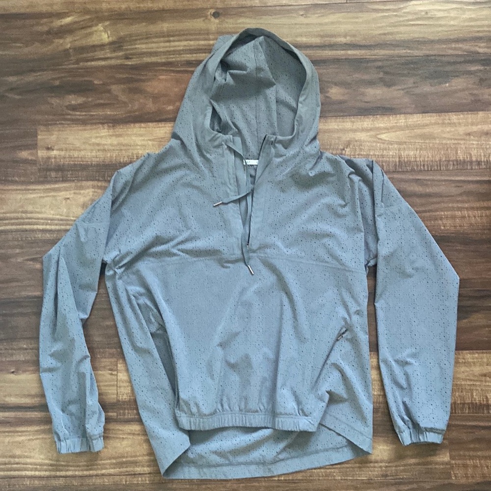 Perforated Half Zip Hooded Pullover